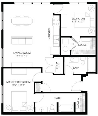 C14 2Bed 2Bath at Vue Apartments, Iowa