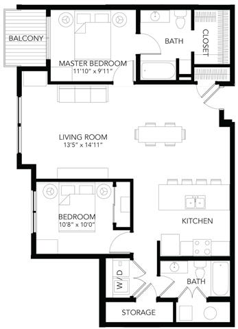 C20 2Bed 2Bath at Vue Apartments, Des Moines, Iowa