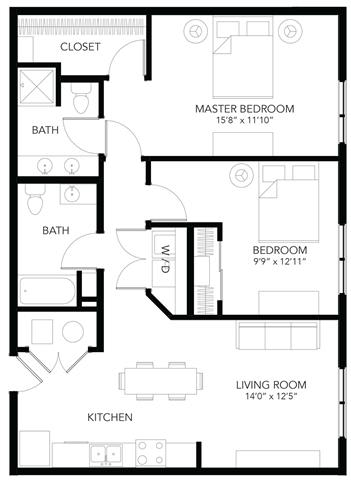 C25 2Bed 2Bath at Vue Apartments, Des Moines, IA