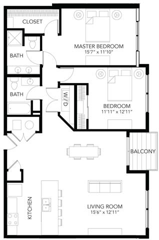 C28 2Bed 2Bath at Vue Apartments, Iowa
