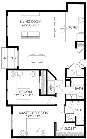 C29 2Bed 2Bath at Vue Apartments, Des Moines