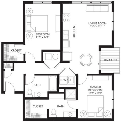 C3 2Bed 2Bath at Vue Apartments, Des Moines, IA 50309