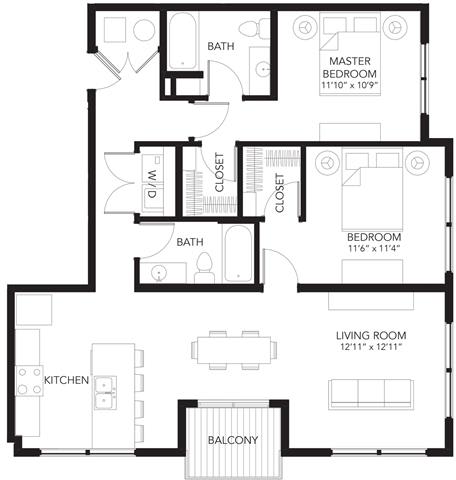 C4 2Bed 2Bath at Vue Apartments, Des Moines, IA