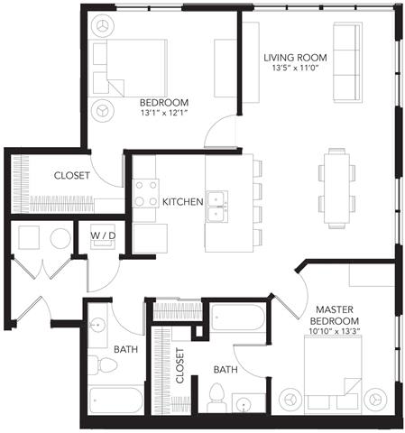 C6 2Bed 2Bath at Vue Apartments, Des Moines, Iowa