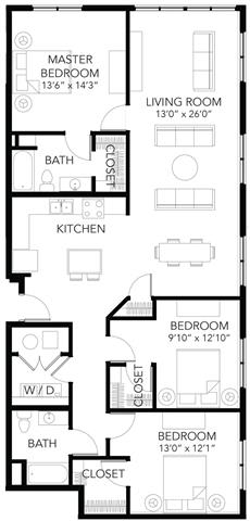 D11 3Bed 2Bath at Vue Apartments, Iowa