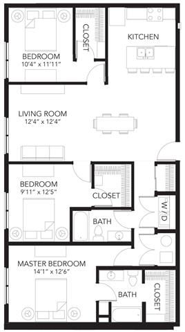 D2 3Bed 2Bath at Vue Apartments, IA, 50309