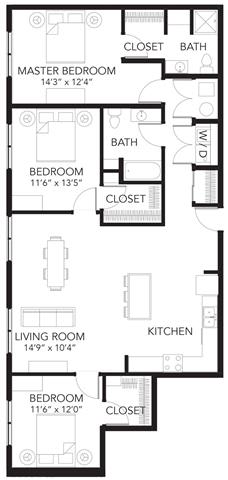 D4 3Bed 2Bath at Vue Apartments, Iowa
