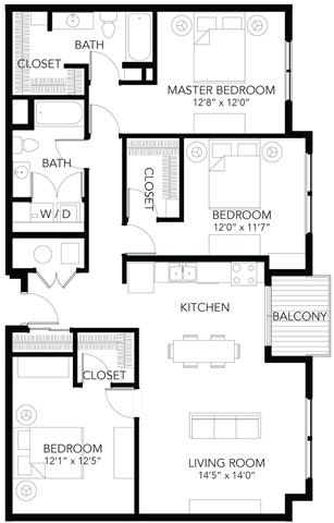 D9 3Bed 2Bath at Vue Apartments, IA, 50309