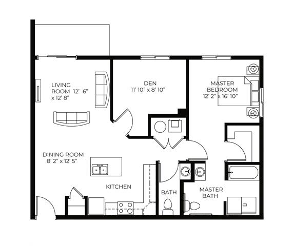 1Bed 2Bath at Meadowlark Place Apartments, Iowa, 50111