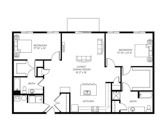 2Bed 2Bath-A at Meadowlark Place Apartments, IA, 50111