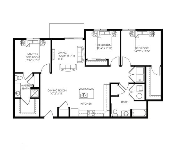 3Bed 2Bath-C at Meadowlark Place Apartments, IA, 50111
