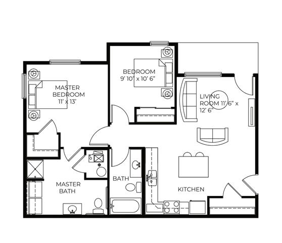 2Bed 2Bath-E at Meadowlark Place Apartments, Iowa, 50111