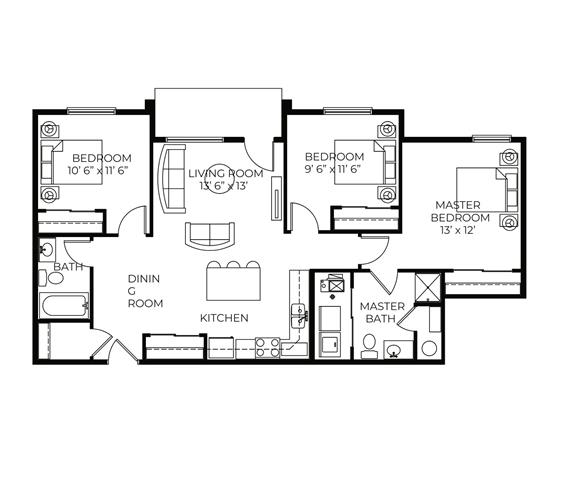 3Bed 2Bath-D at Meadowlark Place Apartments, Grimes, Iowa