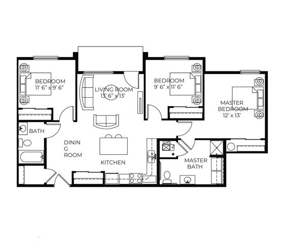 3Bed 2Bath-E at Meadowlark Place Apartments, Georgia