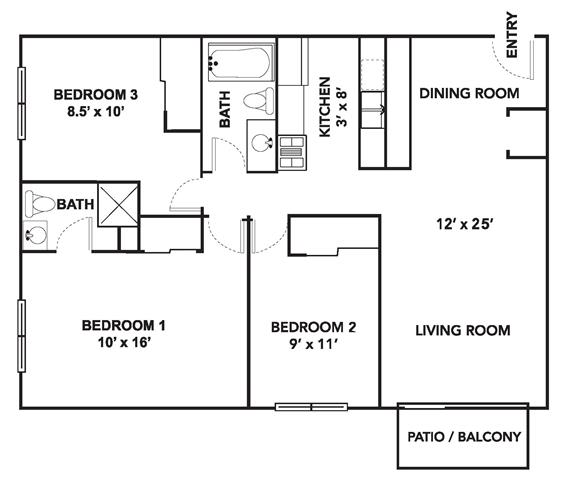 D1 Floor Plan at Bristol Ridge, Urbandale, IA, 50322