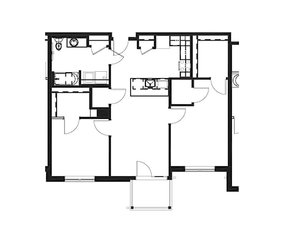A black and white image of a floor plan of a house.