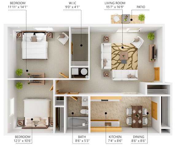2Bed 1Bath at Lake Shore Place Apartments, Iowa, 50021