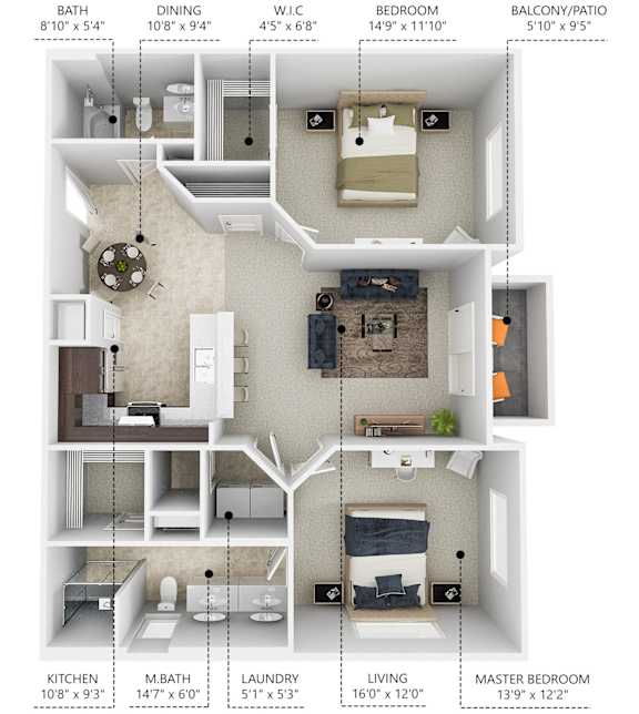 Floor Plan  B1 2 bedroom 2 bathroom floor plan at Lake Shore Apartments in Ankeny, Iowa 50021.