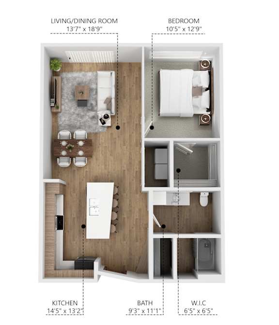 A10 Floor Plan at Linc, Des Moines, 50309