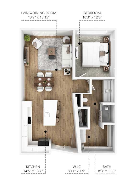 A11 Floor Plan at Linc, Des Moines Iowa