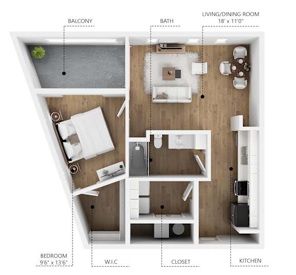 A14 Floor Plan at Linc, Des Moines, IA 50309