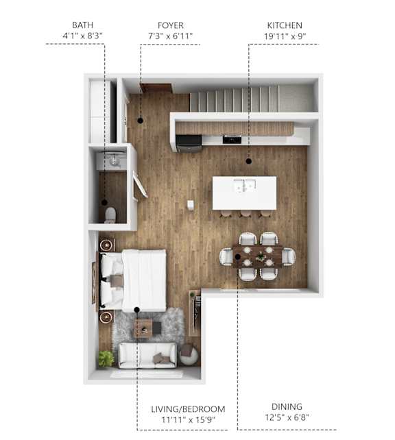 A16 Floor Plan at Linc, Des Moines, 50309
