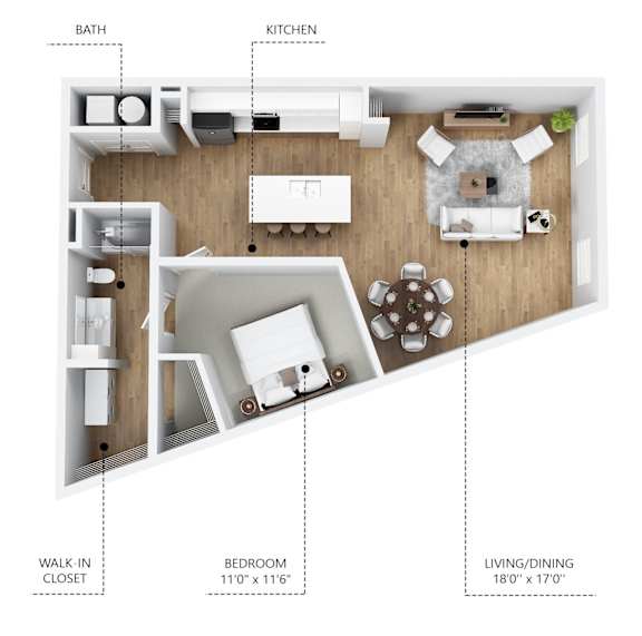 A18 Floor Plan at Linc, Des Moines, IA