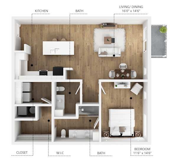 A24 Floor Plan at Linc, Des Moines, IA 50309