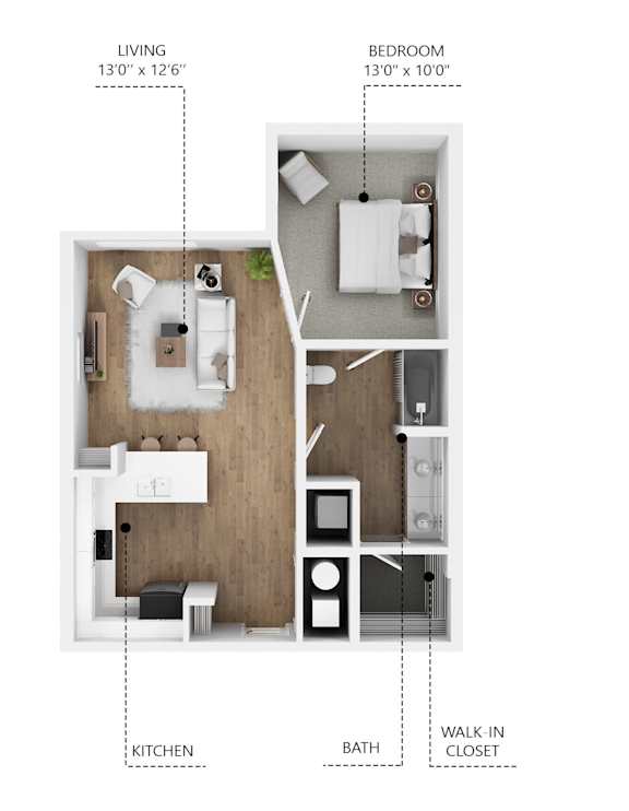 A2 Floor Plan at Linc, Des Moines, IA