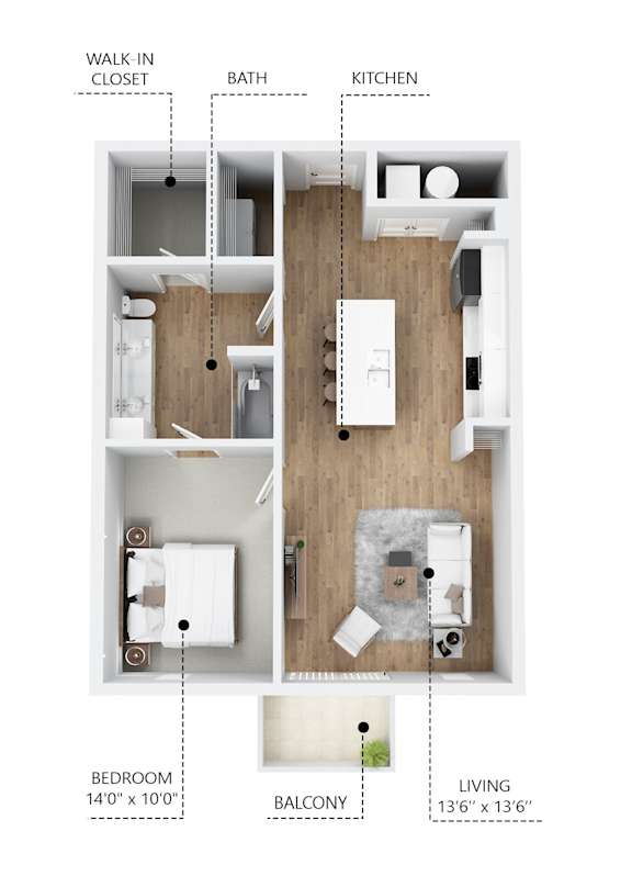 A8 Floor Plan at Linc, Des Moines, IA 50309