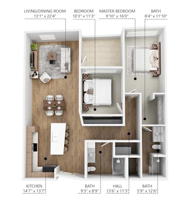 B11 Floor Plan at Linc, Des Moines, 50309