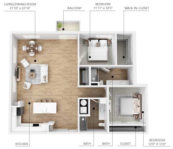 B15 Floor Plan at Linc, Des Moines Iowa