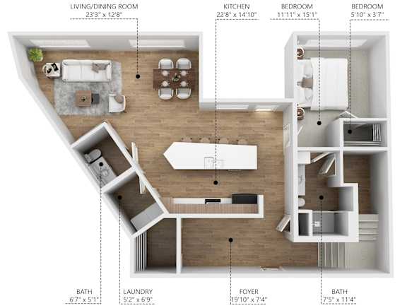 B19 Floor Plan at Linc, Des Moines, IA 50309