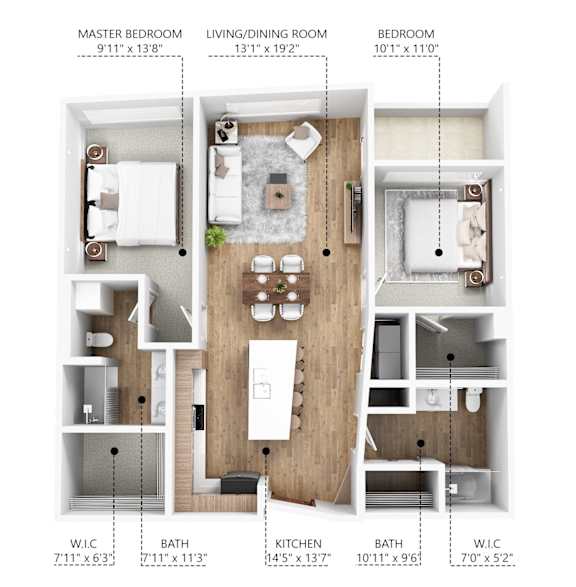 B1 Floor Plan at Linc, Des Moines, 50309