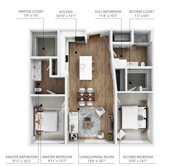 B2 Floor Plan at Linc, Des Moines Iowa