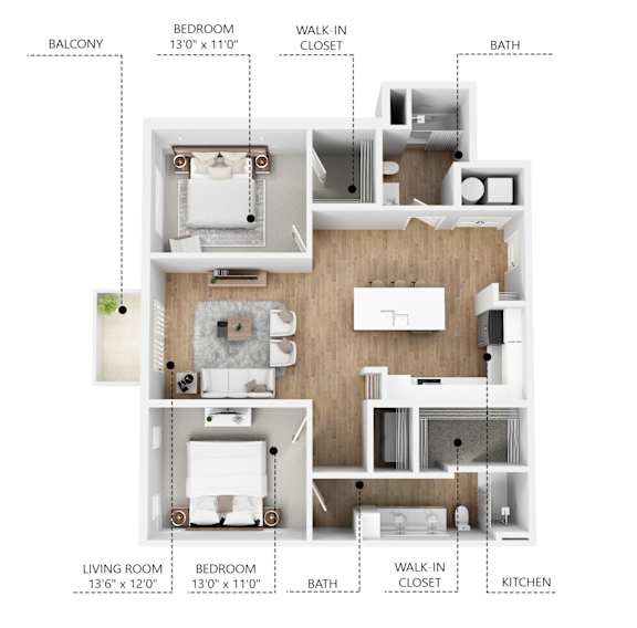 B3 Floor Plan at Linc, Des Moines