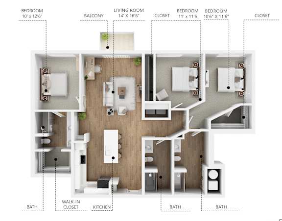 C2 Floor Plan at Linc, Des Moines Iowa
