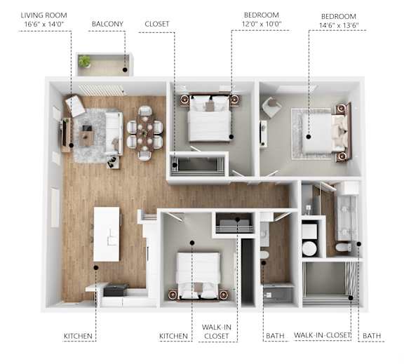 C3 Floor Plan at Linc, Des Moines