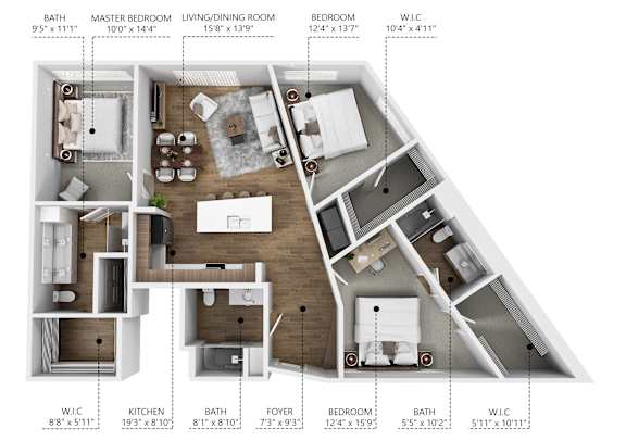 C4 Floor Plan at Linc, Des Moines, IA 50309
