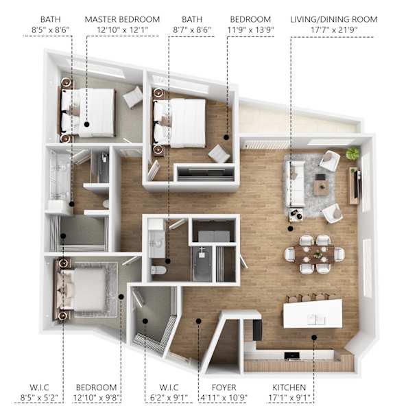 C5 Floor Plan at Linc, Des Moines, IA
