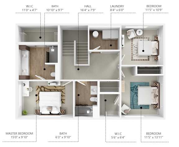 D2 Floor Plan at Linc, Des Moines, IA 50309