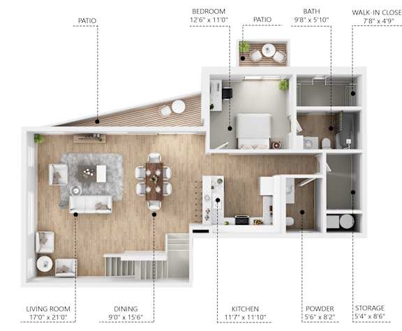 D3 Floor Plan at Linc, Des Moines
