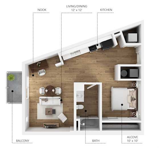 S6 Floor Plan at Linc, Des Moines, 50309