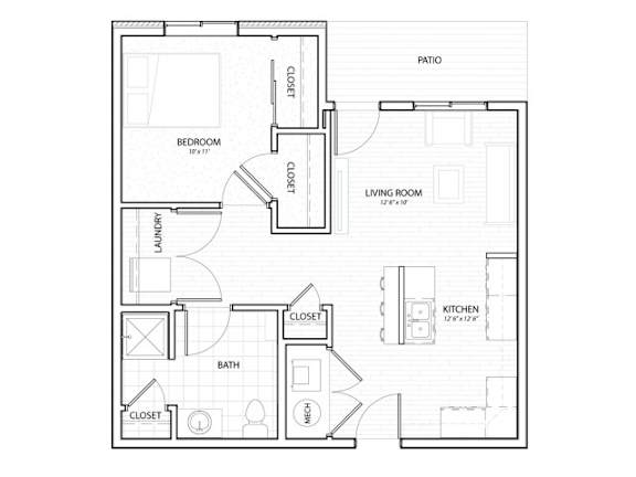 A1 1Bed 1Bath-I at Melbourne Apartments, Georgia