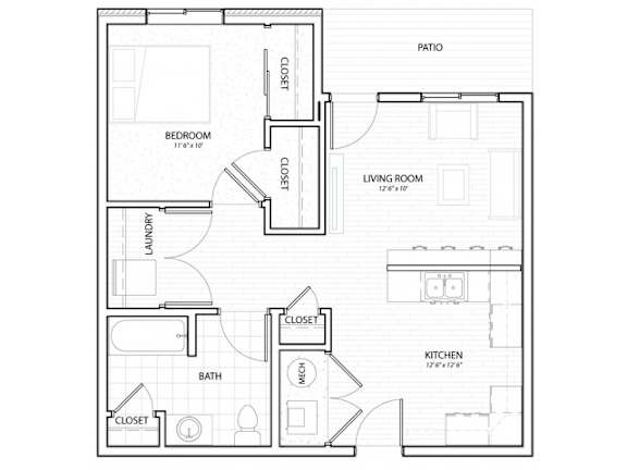A1 1Bed 1Bath-h at Melbourne Apartments, Des Moines, Iowa