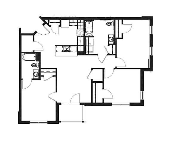 A black and white image of a floor plan of a house.