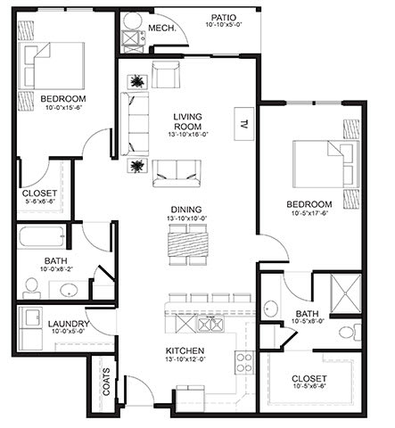 2 bed 2 bath E at The Winhall of Williams Pointe Apartments, IOWA