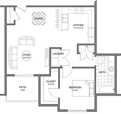 1 bedroom 1 bath I at Stonegate Crossing Apartments, Clive, IOWA