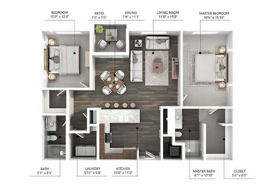 2 bedroom 2 bath at Stonegate Crossing Apartments, Clive, 50325