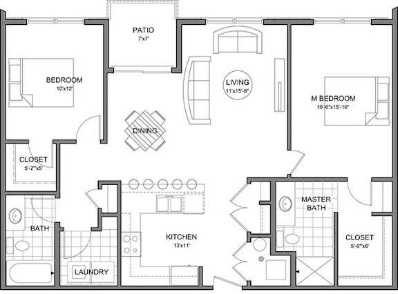 2 bedroom 2 bath B at Stonegate Crossing Apartments, Clive